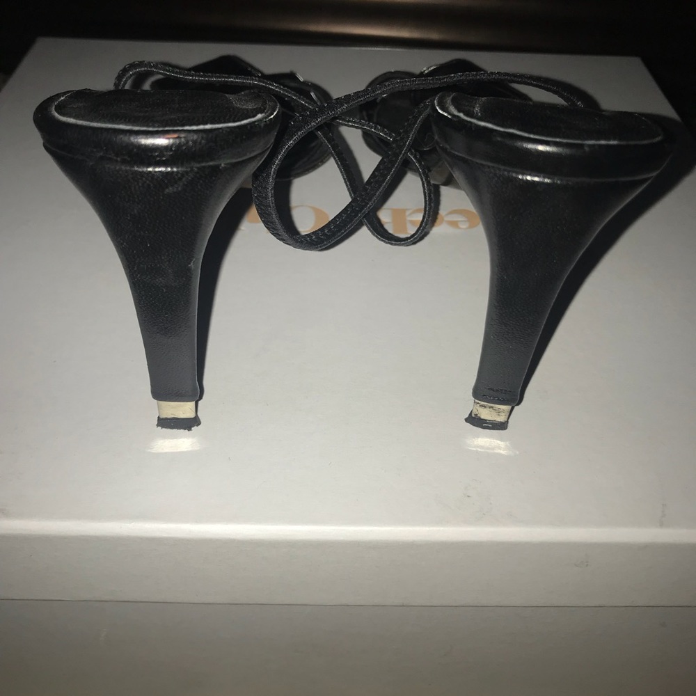 Christian Lacroix Black Leather Heels. Size 7